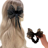 AM1278 BIG Bow Pearl Elastic Hair Band ,Hair Band for Girls, Women's and Kids Baby Toddlers 1pc
