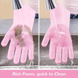 0714 Reusable Silicone Cleaning Brush Scrubber Gloves (Multicolor)