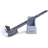 AM5032 Gala Double Hockey Shape Toilet Cleaner Brush with Holder Stand, Toilet Cleaning Brush for Western and Indian Toilet, Bathroom Brush for Toilet Cleaning (Gray,Pack of 1)