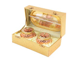 AM0720 Gold Plated Pot Shape Dry Fruit Bowl with Tray (Flower Design),