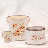 AM3004 Rishabh Supper Flora Plastic Bathroom Set Big Bucket 25 Ltr, Mug 1.5 Ltr, Stool Multicolour Set 3 Piece