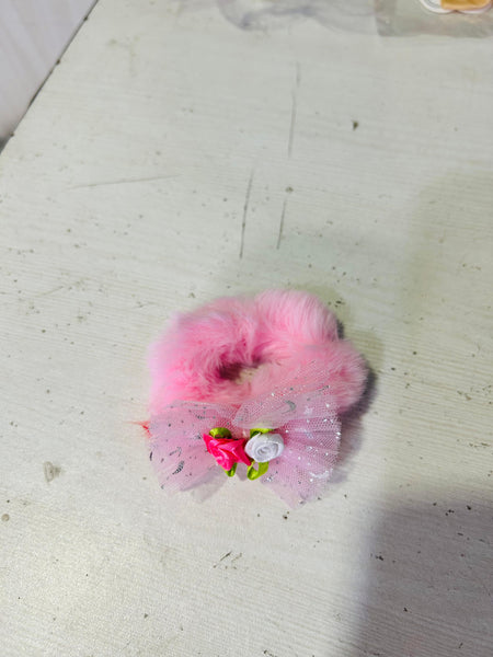 AM1029 Scrunchies Fancy Faux Fur Elastic Hair Bands - 1 Pcs
