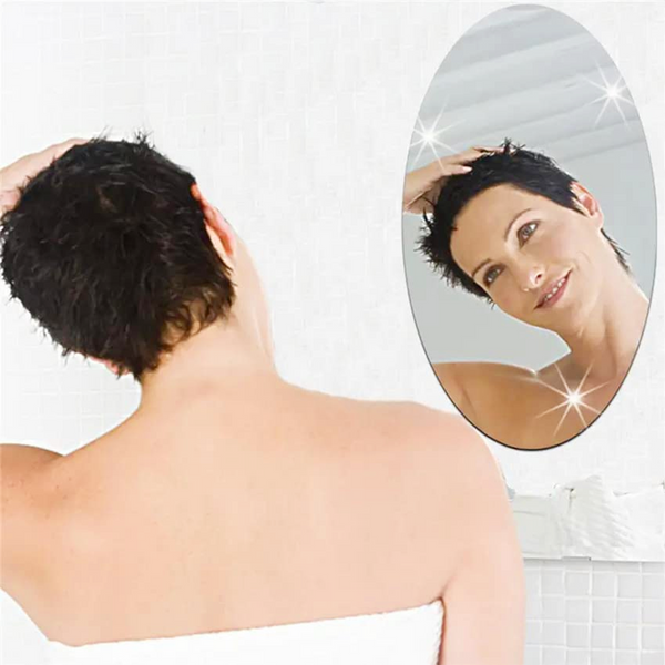 3111 Oval Shape Adhesive Mirror Sticker -(Size-30cm x 40cm) For Wall ,On Tiles, Bathroom, Bedroom, Living Roomm Basin Stickers Unbreakable Plastic