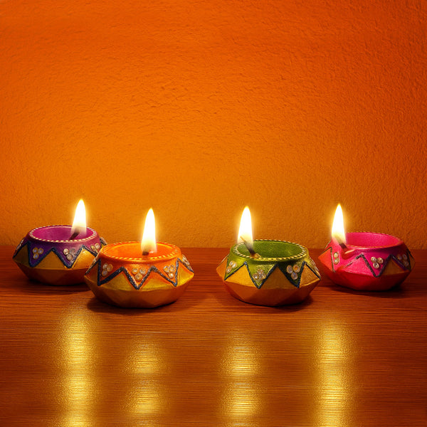 AM0209 Handmade Decorative Diyas For Diwali With wex (4 Pcs)