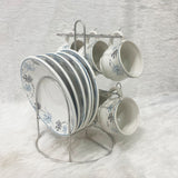 Di0363 Lp Elegant Designer Cup & Saucer Set with Stainless Steel Stand (Set of 12pc)