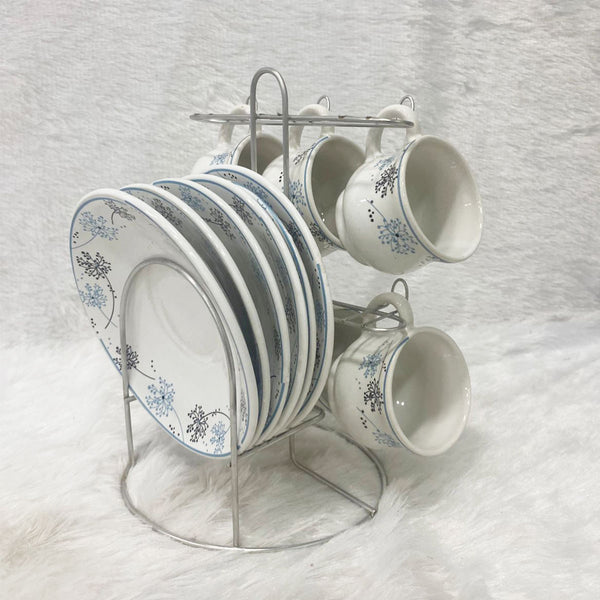 Di0363 Lp Elegant Designer Cup & Saucer Set with Stainless Steel Stand (Set of 12pc)