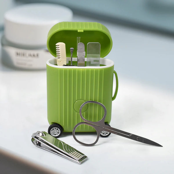 13572 Manicure Kit, Pedicure tools for feet, Nail Clipper (8 Pcs Set / With Mini 4 Wheel Suitcase Trolley)