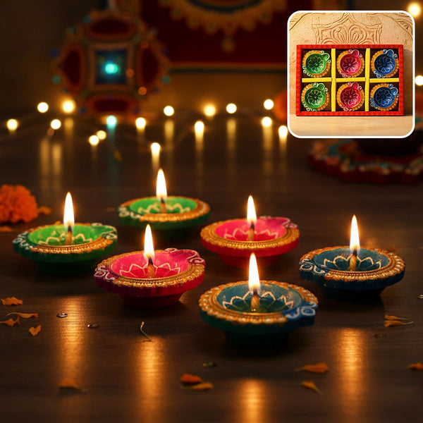 AM0208 Handmade Decorative Diyas For Diwali Decoration (6 Pcs)