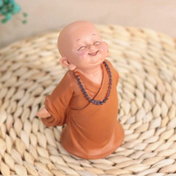 AM5364 Little Monk Sculpture Hand-carved Buddha Standing statue -Pack of 1 pcs ( Multidesign)