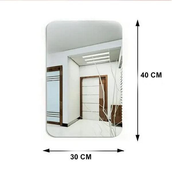 3112 Square Shape Adhesive Mirror Sticker -(Size-30cm x 40cm) For Wall ,On Tiles, Bathroom, Bedroom, Living Roomm Basin Stickers