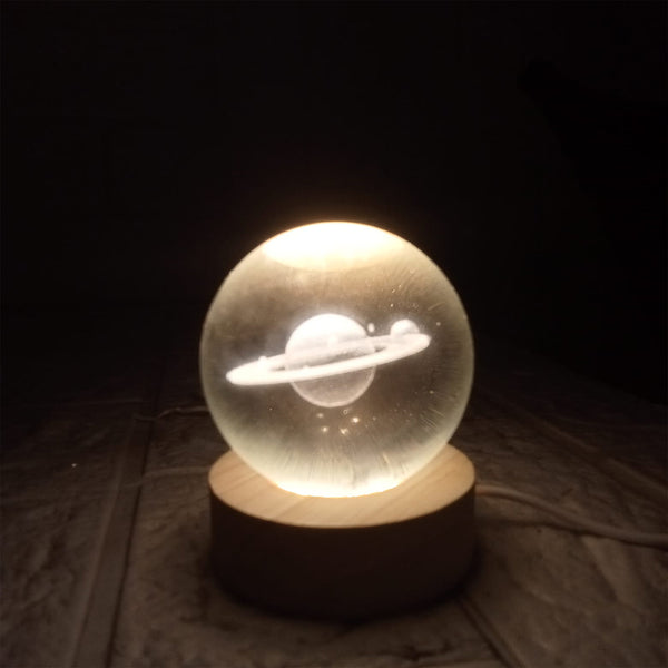 13607 Astronaut 3D Crystal Ball lamps With Wood Base (1 Pc)