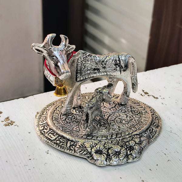 AM5589 Cow with Calf Silver Plated Big
