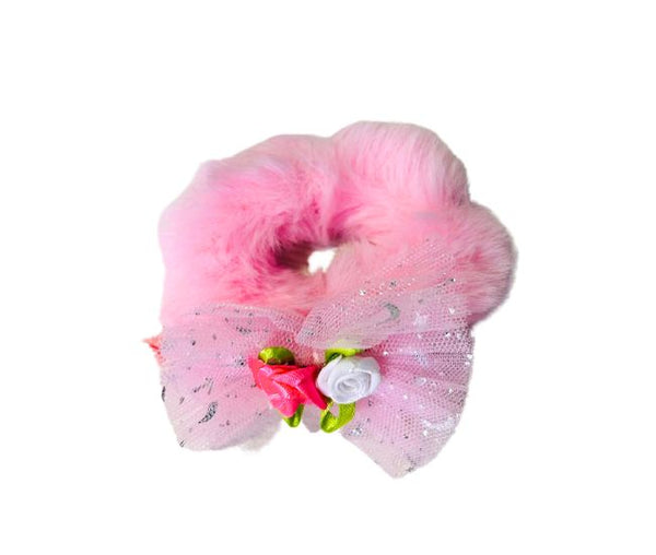 AM1029 Scrunchies Fancy Faux Fur Elastic Hair Bands - 1 Pcs