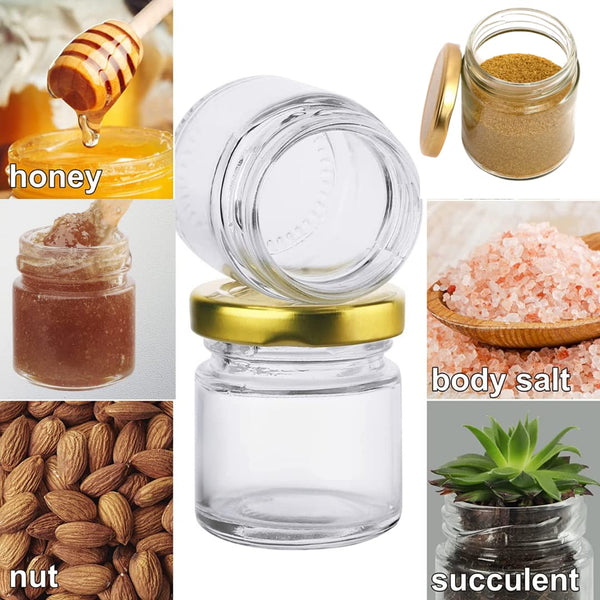 AM3010 Round Small Glass Jar With Golden Lid (446ml) - For Kitchen Storage And Transparent 1 Pcs