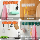 AM5095 Six Hook Sticky Hanger 6 Pc, Multipurpose Wall Hooks, Transparent Plastic Duty Wall Hook for Kitchen Bathroom Office Storage, Wall Mounted Towel Hanger