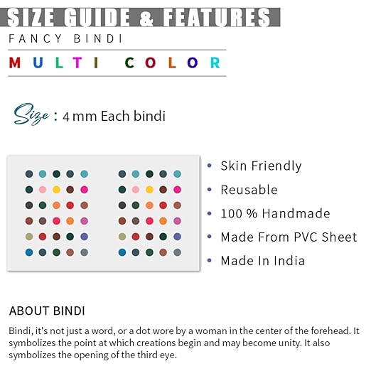 AM1001 Fancy Plain Classic Round Bindi for Women & Girls (MultiColor)