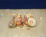 AM0720 Gold Plated Pot Shape Dry Fruit Bowl with Tray (Flower Design),