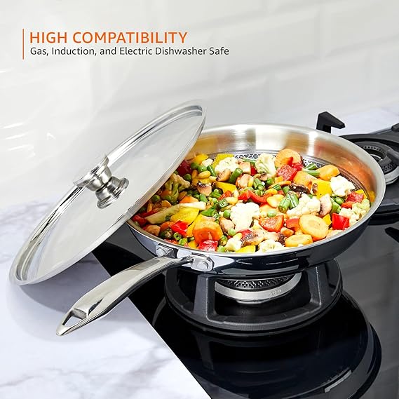 AM3917 PNB TRIPLY WOK WITH GLASS LID 28CM