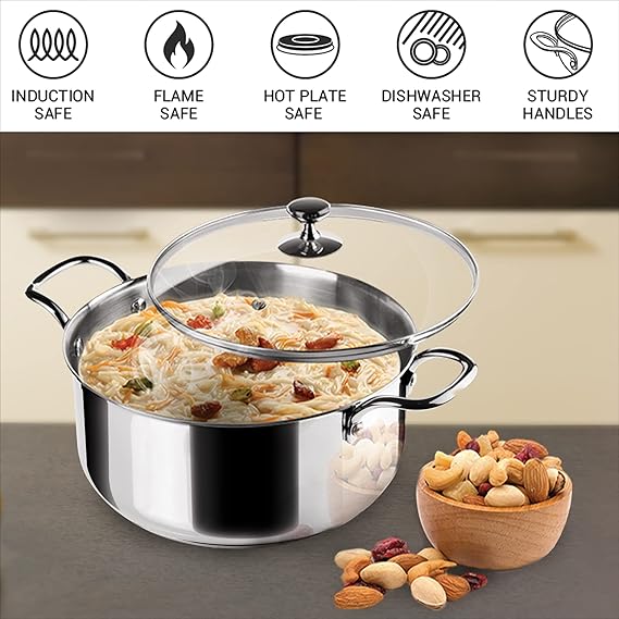 AM3912 PNB Kitchenmate Triply Cookpot with Glass Lid 28Cm