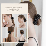AM1285 Black Silk Hair Ties for Women Girls with Elastic Band - 1pc