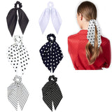 AM1040 Premium Polka Dots Hair Scarf Scrunchies, Elastic Hair Ties for Woman Girl 1 Pieces