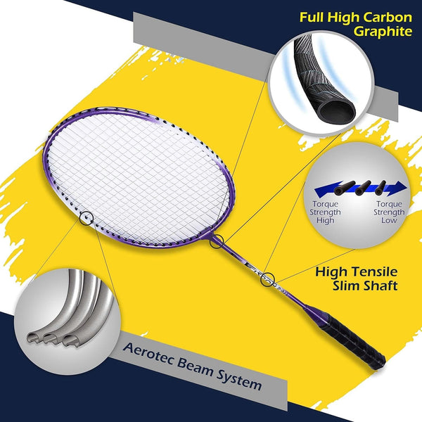 AM0398 Aluminium Steel Badminton Racquet with Full Cover and 2 Free Shuttlecock Inside