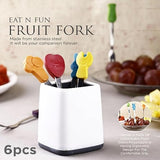 AM3548 Jony Mini Fruit Spoon Fork With Stand Cartoon Design Set of 6