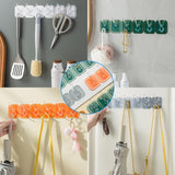 AM5095 Six Hook Sticky Hanger 6 Pc, Multipurpose Wall Hooks, Transparent Plastic Duty Wall Hook for Kitchen Bathroom Office Storage, Wall Mounted Towel Hanger