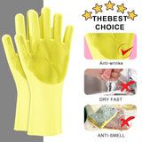 0714 Reusable Silicone Cleaning Brush Scrubber Gloves (Multicolor)
