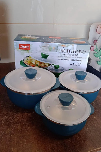 11540 Apex Microwave-Safe Serving Bowl 3 Pcs Set (700ml, 1000ml, 1400ml)