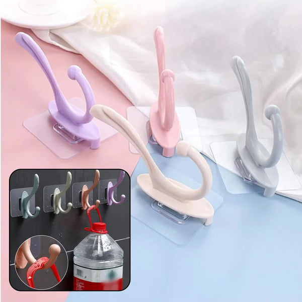 4687 Self Adhesive Plastic Wall Hook for Home (Multi Color)