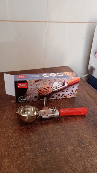 11697 Apex Ice Cream Scoop – 70 ML Stainless Steel Head with Ergonomic Handle (1 Pc)
