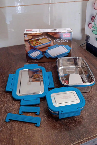 11525 Apex Jerry Lunch Box Premium Stainless Steel Food Container (2 Pc / 700+200 ML Approx)