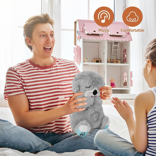AM5412 Baby Soothing Music Tummy up Down with Light Breathing Teddy Bear Soft Toy Simulation Plush for Babies Kids Random Color