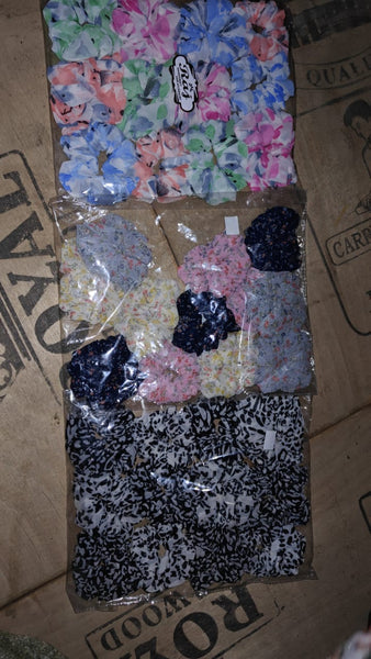 AM1099 Raj Print Georgette Scrunchies 1Pcs