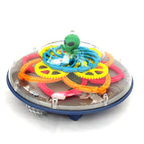AM5194 Transparent Gear Space Saucer Car Vehicle Toy for Kids with 3D Colorful Light & Music and Bump & go Action