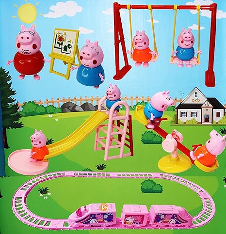 AM3166 Amusement Park With Peppa Pig Family 4 Pcs Figurines