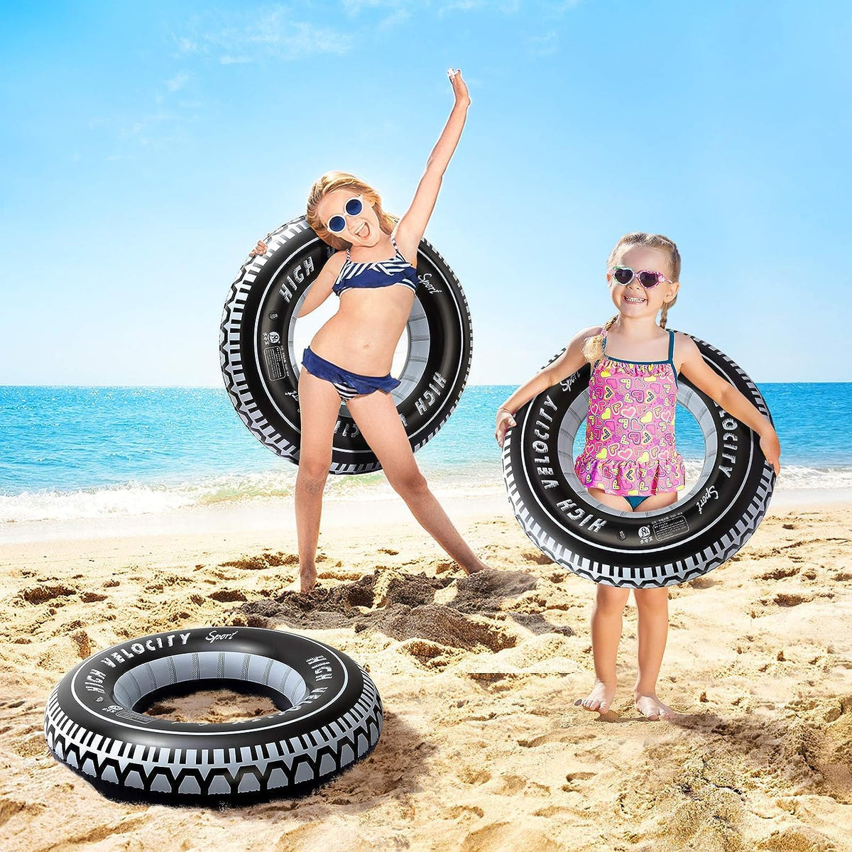 AM0387 Giant Tire Inflatable Floating Swimming Pool Tube Ring for