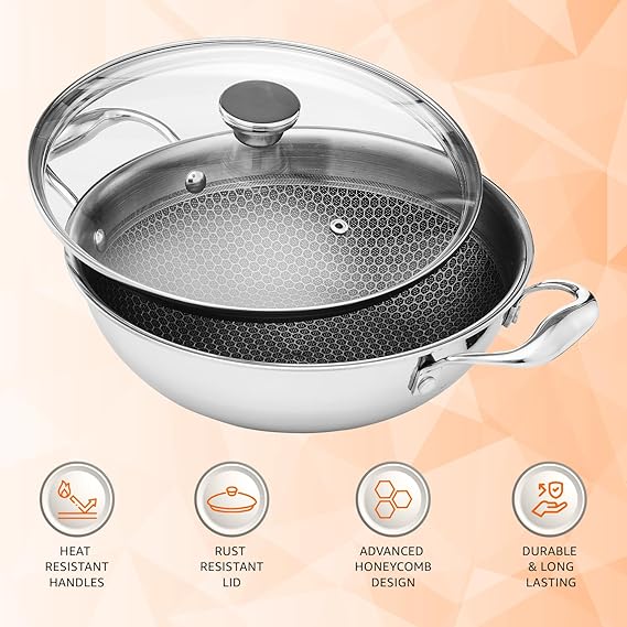 AM3923 PNB Kitchenmate Triply Karahi With Glass Lid 22cm