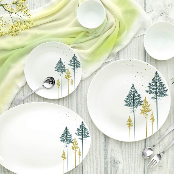 AM0638 Cello Opalware Royale Collection Royale Pine Dinner Set, 33-Pieces White