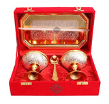 AM0721 2 Silver Pleated Gold Ice Cream Bowl 2PCS