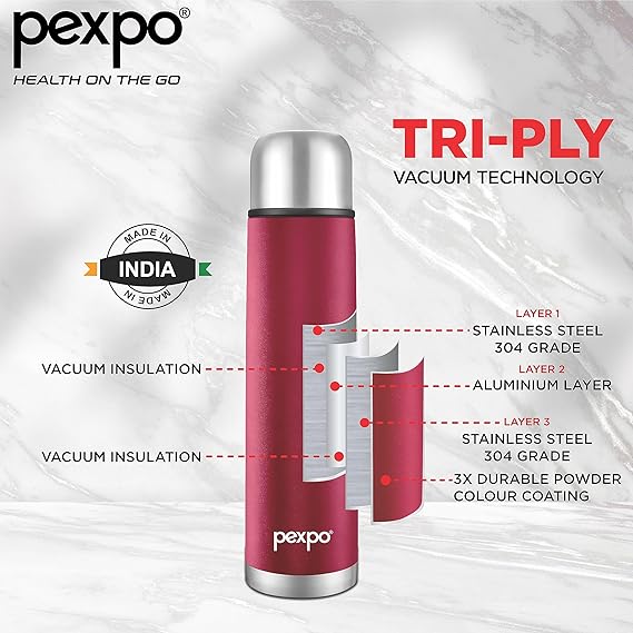 AM2788 Pexpo Flamingo Thermo SS Water Bottle Vaccum Insulated 750ml