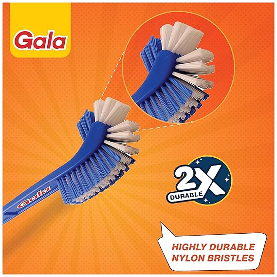 AM2508 Gala Plastic Double Hockey Toilet Brush Toilet Cleaning Brush Long Handle Toilet Brush 1 Pcs