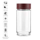 AM0661 CELLO Modustack Glassy Storage Jar | Glass Jar with Lid | Air Tight Steel Lid and Stackable | For Storage of Food, Pulses, Spice, Cereals, Cookies, Dry Food | 1000ml, Maroon