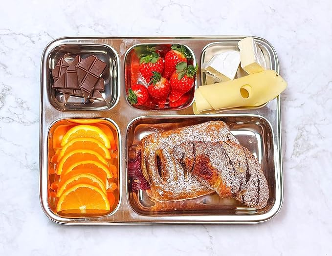 食器 e Condo Aretware plate AM3258 Square Stainless Steel Plates (33cm X 26cm) with 5