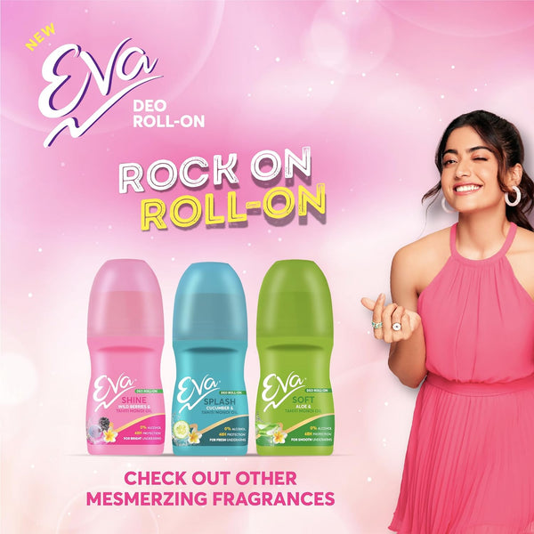 AM0680 (pack of 1) Eva Shine Underarm Roll on Deodorant 25ml | With Tahiti Monoi Oil & Wild Berries Extracts | Alcohol & Aluminium Free | 48 H Protection from Odour | Keeps Underarms Bright & Smooth | Skin Friendly | For Women | 50ml