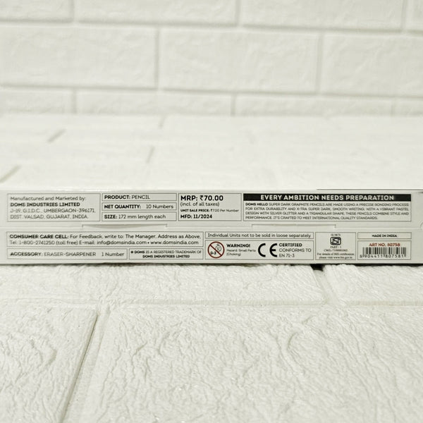 AM6066 Doms Hello X-Tra Dark Pencil (pastel Shades) with Free Erasner (Erase + Sharp)