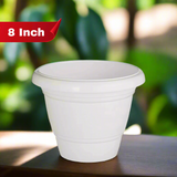 AM5614 Alpha Delux Premium Plastic Planter Round Pot (8 Inch) - Plant Pot Set for Home Garden and Nursery