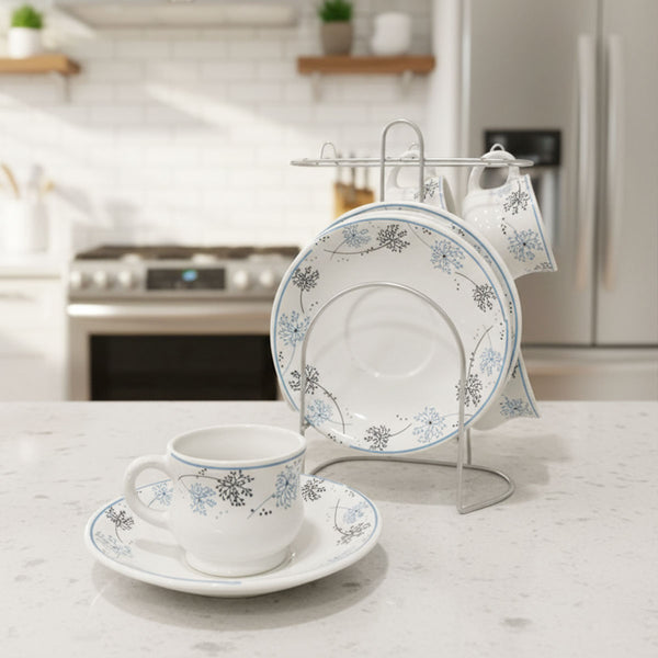 Di0363 Lp Elegant Designer Cup & Saucer Set with Stainless Steel Stand (Set of 12pc)