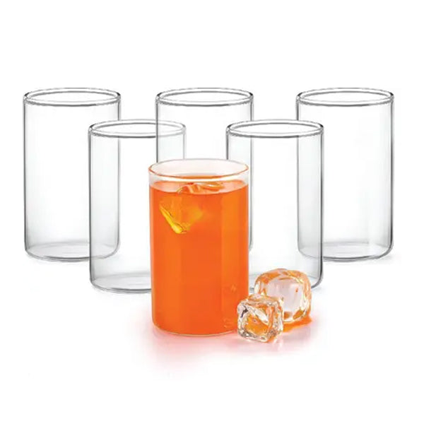 AM5374 Shine Max Glass Borosilicate Glass Microwave Safe Juice Glass (Set of 6 Pcs)